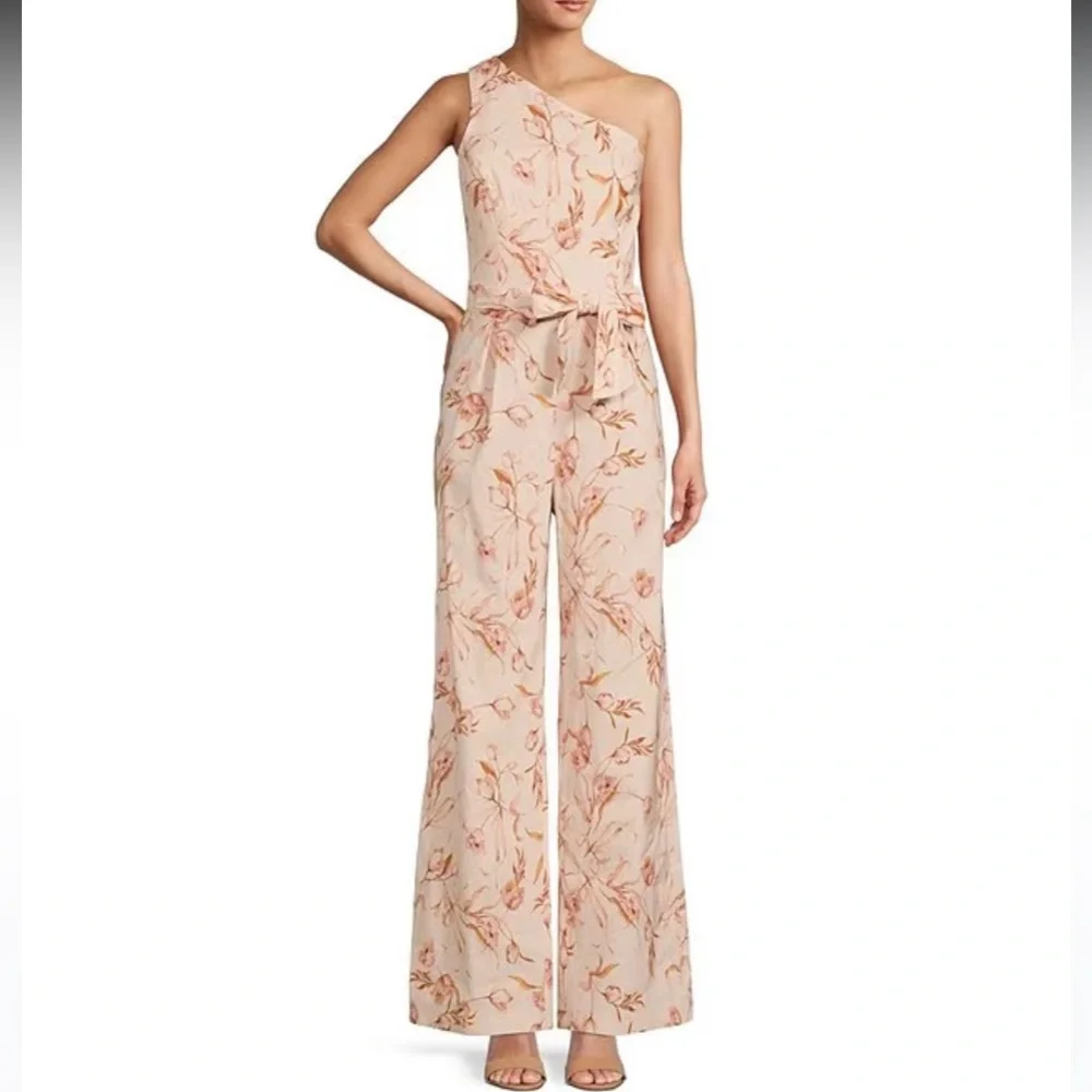 Antonio Melani Carlos One Shoulder Linen Jumpsuit